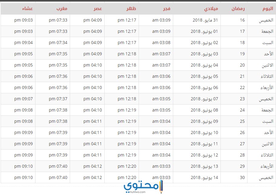 امساكية تونس 2020 امساكية تونس 2020
