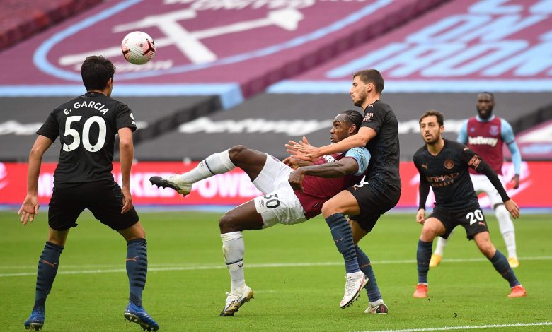 مانشستر سيتي يتأخر أمام وست هام في الشوط الأول