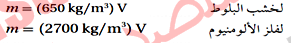 اكتب العلاقة الرياضية بين كل من الكتلة والحجم لكلتا المادتين ما الثابت في هذه العلاقة