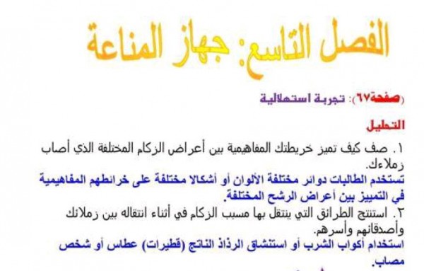 صف كيف يتميز خريطتك المفاهيمية بين اعراض الزكام المختلفة الذي اصاب زملاءك