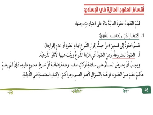 درس الحل العقود المالية في الإسلام