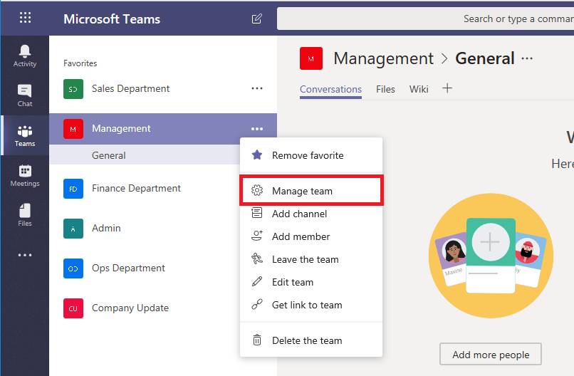 أضف أعضاء Microsoft Teams