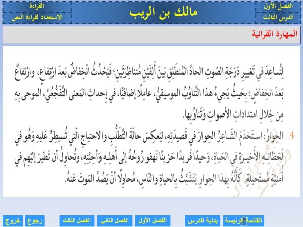 حل درس مالك بن الرايب