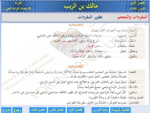 حل درس مالك بن الرايب