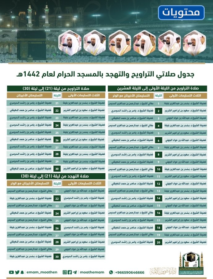 مائدة صلاة التراويح في الحرم مكة 1442-1-1