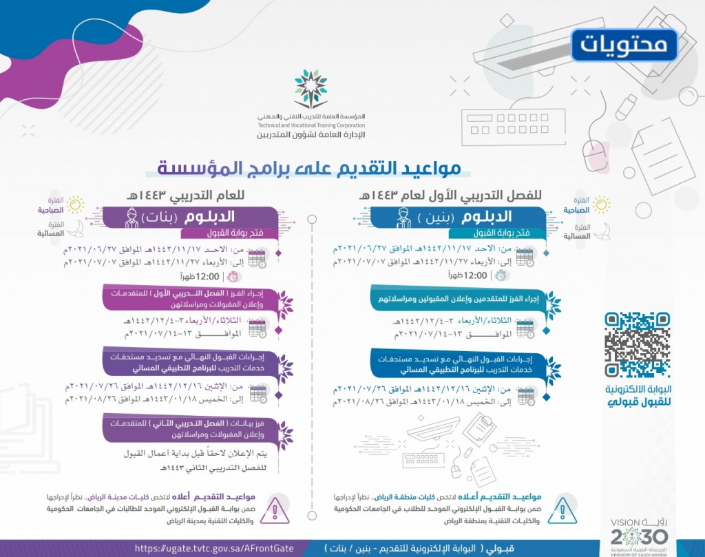مواعيد القبول لمرحلة الدبلوم