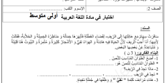 اختبار اللغة العربية للسنة الثانية ابتدائي الفصل الثاني