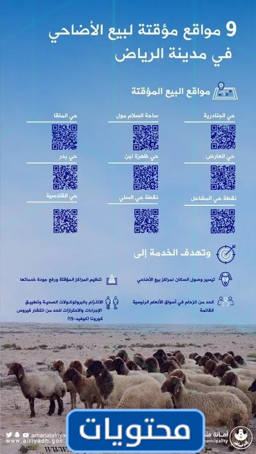 مناطق الأضحية المؤقتة بالرياض